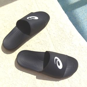 Asics unisex black and white slides